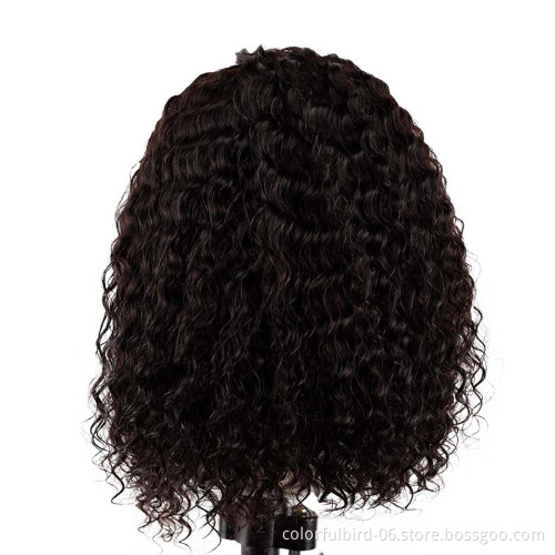 Natural Transparent  4X4 Lace Closure Front Human Hair Wig Virgin Hair Wig Bob kinky curly afro Wave Wig